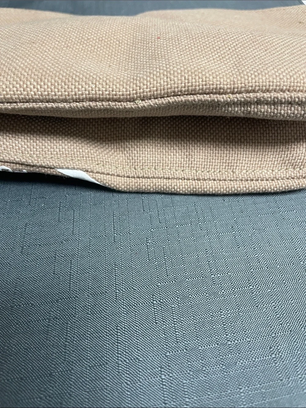 DKNY Tan Canvas 'Be Delicious' Pure New York Logo Zippered Make Up Pouch Bag